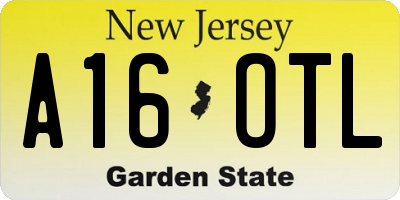 NJ license plate A16OTL