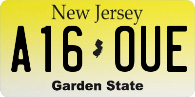 NJ license plate A16OUE