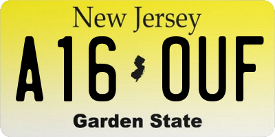 NJ license plate A16OUF
