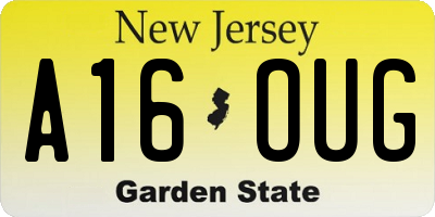 NJ license plate A16OUG