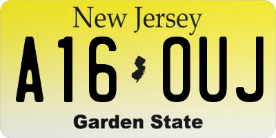 NJ license plate A16OUJ