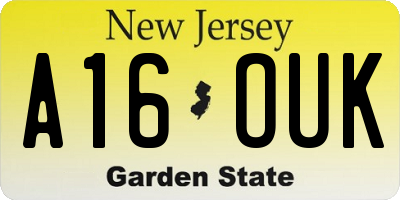 NJ license plate A16OUK