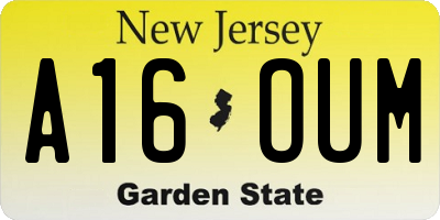 NJ license plate A16OUM
