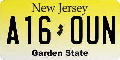 NJ license plate A16OUN