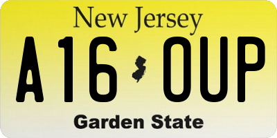NJ license plate A16OUP