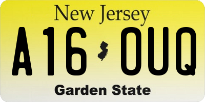 NJ license plate A16OUQ