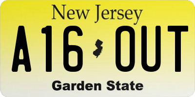 NJ license plate A16OUT