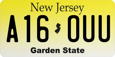 NJ license plate A16OUU