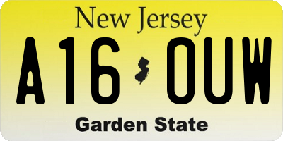 NJ license plate A16OUW