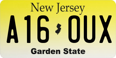 NJ license plate A16OUX
