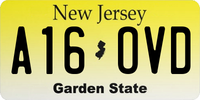 NJ license plate A16OVD