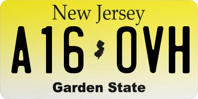 NJ license plate A16OVH