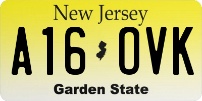 NJ license plate A16OVK