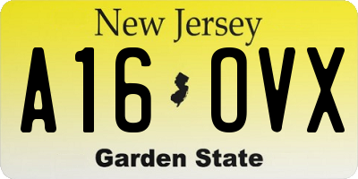 NJ license plate A16OVX