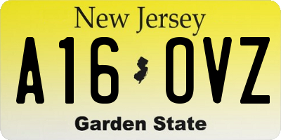 NJ license plate A16OVZ