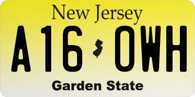 NJ license plate A16OWH