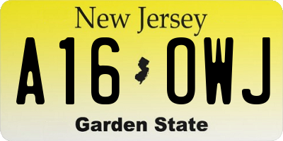 NJ license plate A16OWJ