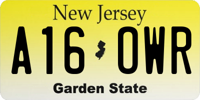 NJ license plate A16OWR