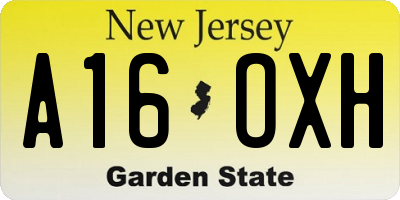 NJ license plate A16OXH