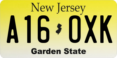 NJ license plate A16OXK