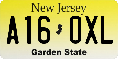 NJ license plate A16OXL