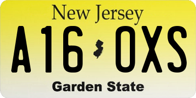 NJ license plate A16OXS