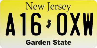 NJ license plate A16OXW