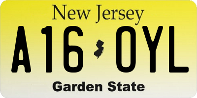 NJ license plate A16OYL