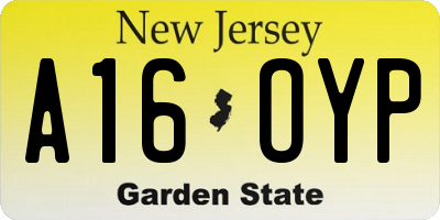 NJ license plate A16OYP