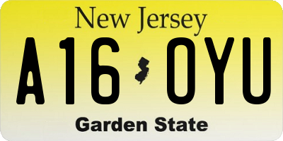 NJ license plate A16OYU