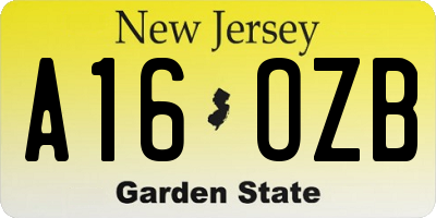 NJ license plate A16OZB