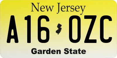 NJ license plate A16OZC