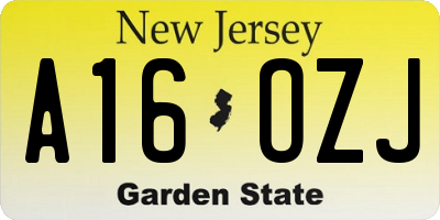 NJ license plate A16OZJ