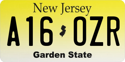 NJ license plate A16OZR