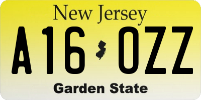 NJ license plate A16OZZ