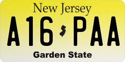 NJ license plate A16PAA
