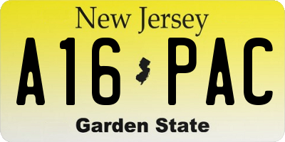 NJ license plate A16PAC