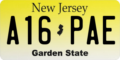 NJ license plate A16PAE