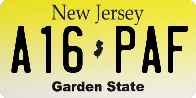 NJ license plate A16PAF