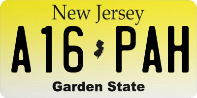 NJ license plate A16PAH