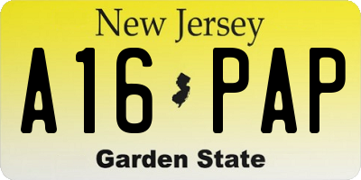 NJ license plate A16PAP