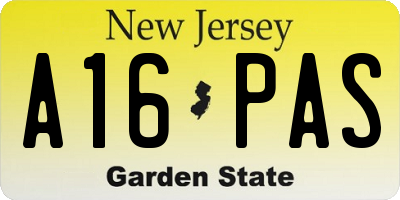NJ license plate A16PAS