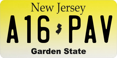NJ license plate A16PAV