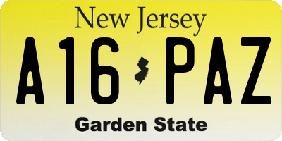 NJ license plate A16PAZ