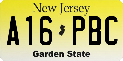 NJ license plate A16PBC