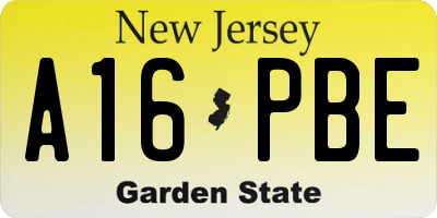 NJ license plate A16PBE