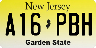 NJ license plate A16PBH