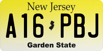 NJ license plate A16PBJ
