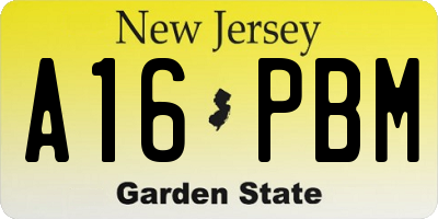 NJ license plate A16PBM