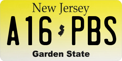 NJ license plate A16PBS